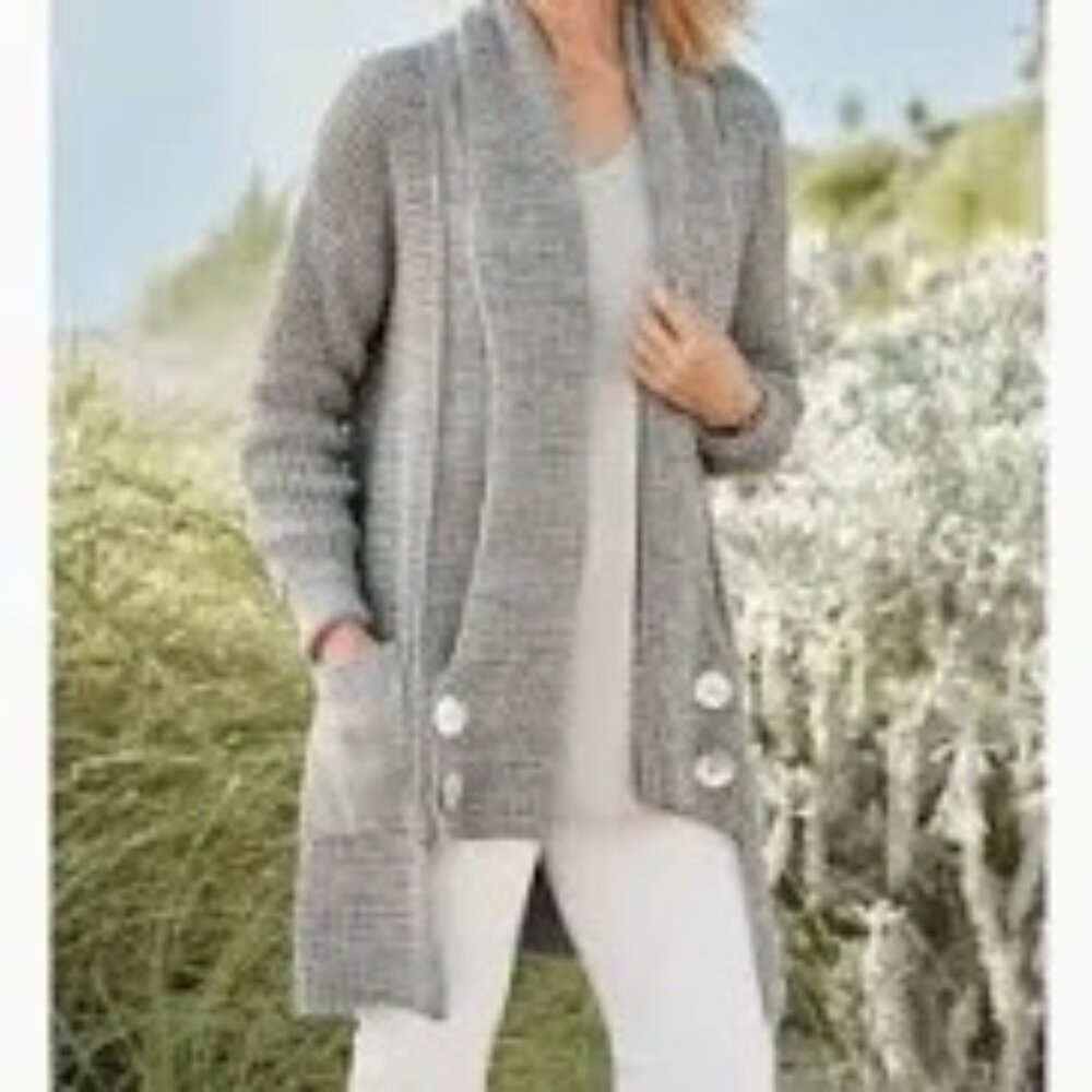 Soft Surroundings Townsend Cardigan Gray Sweater, M - Picture 1 of 8